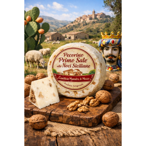 Pecorino Primo Sale mit sizilianischen Walnüssen | Molkerei Mandra di Mezzo